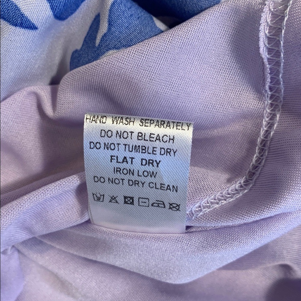 Shop the Mint Periwinkle Floral Tiered Dress EUC Medium Puff Sleeve Lined - Picture 13 of 13